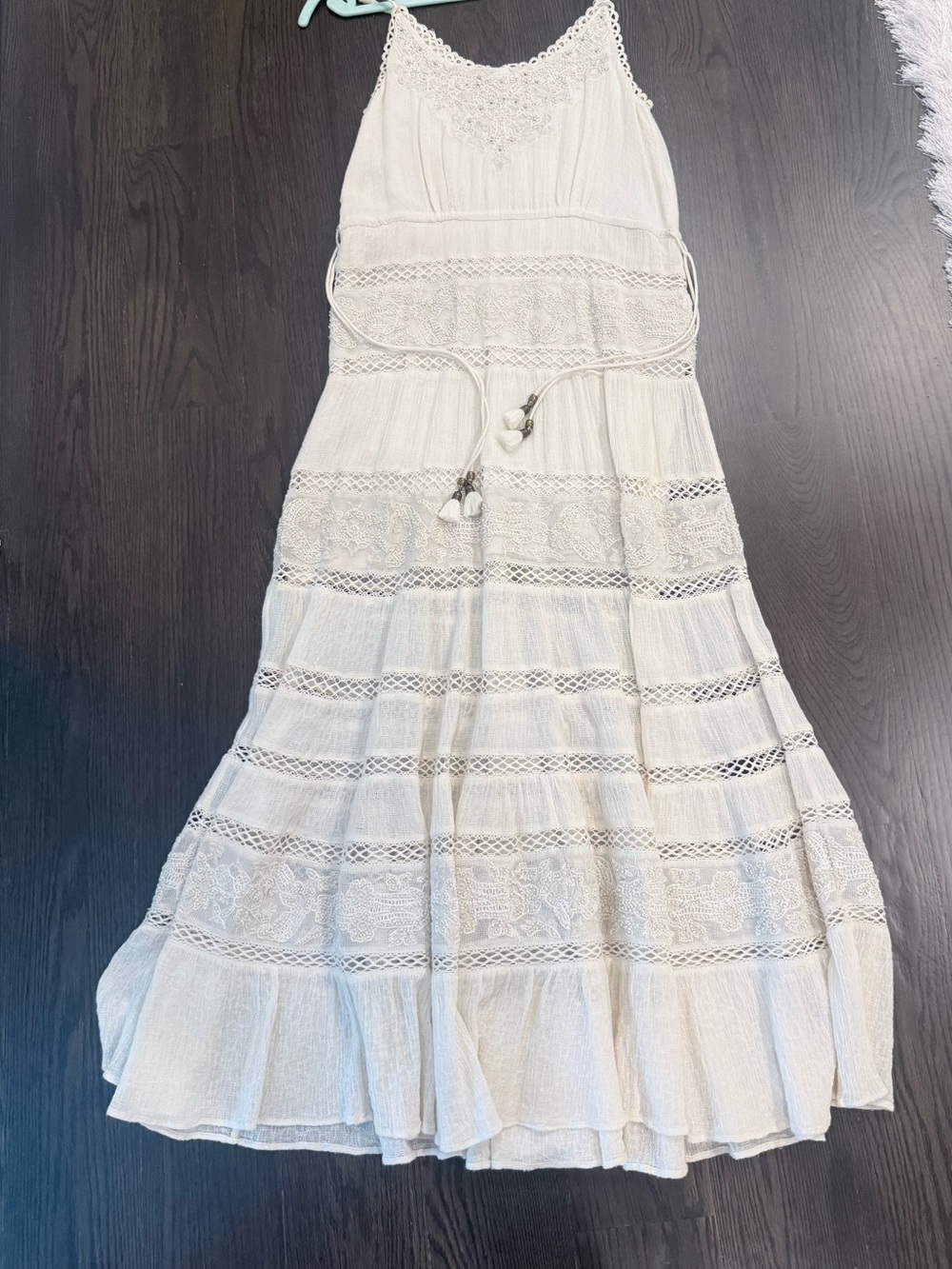 $780 Love Sam cream bohemian-style beaded maxi dress XS